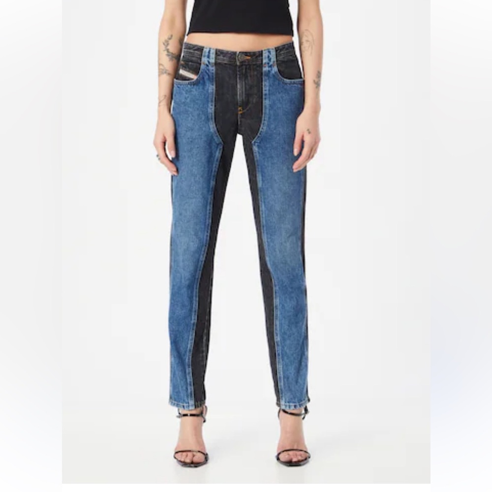 DIESEL Tail Two Tone Denim Statement Straight Jeans Women’s Size 30” BRAND NEW